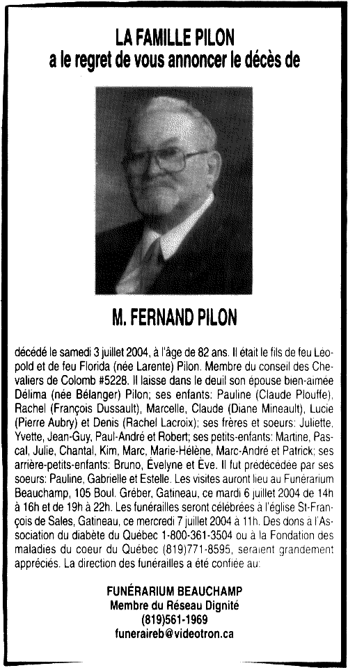 Obituary: Fernand Pilon