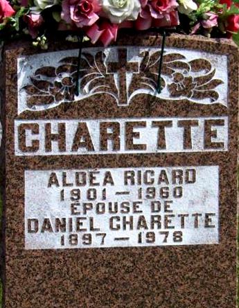 Headstone for Daniel Charette and Aldéa Ricard