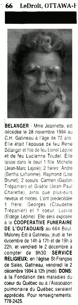 Obituary: Jeannette Lépine
