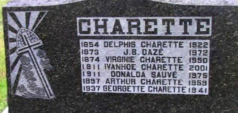 Headstone for Delphis Charette and family