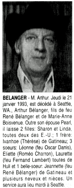 Obituary: Arthur Bélanger