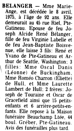Obituary: Marie-Ange Boisvenue