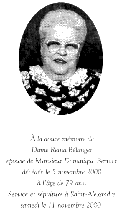 Obituary: Reina Bélanger (1)