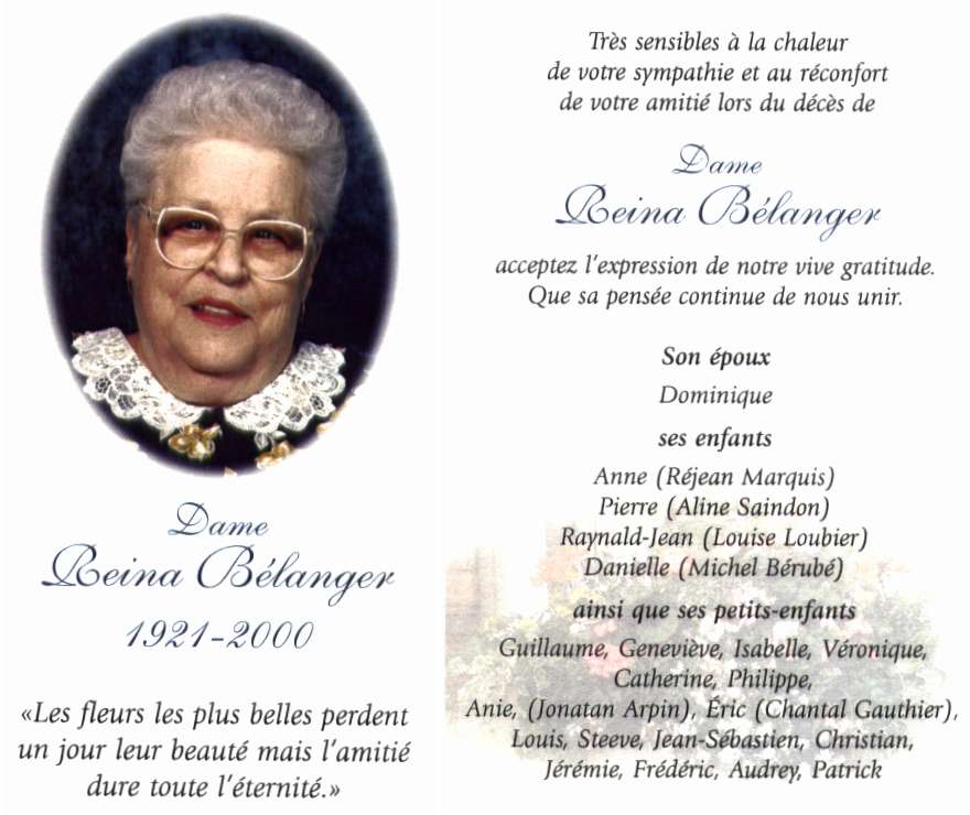 Obituary: Reina Bélanger (2)