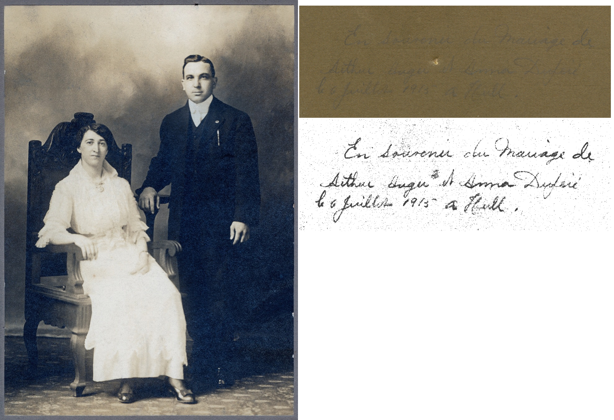 Anna Dupéré et Arthur Auger, wedding picture, 1915