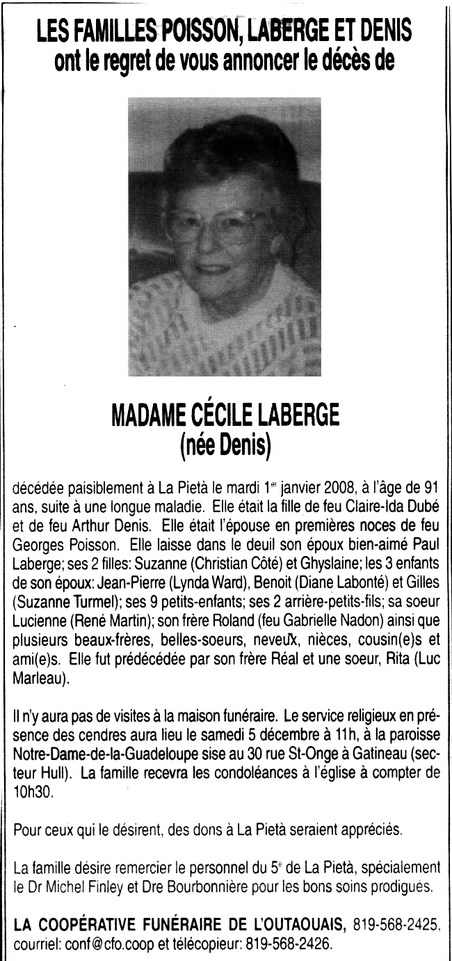 Obituary: Cécile Denis