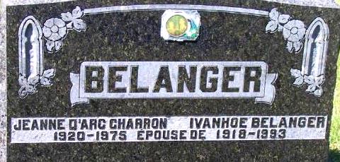 Headstone for Ivanhoe Bélanger and Jeanne D'Arc Charron