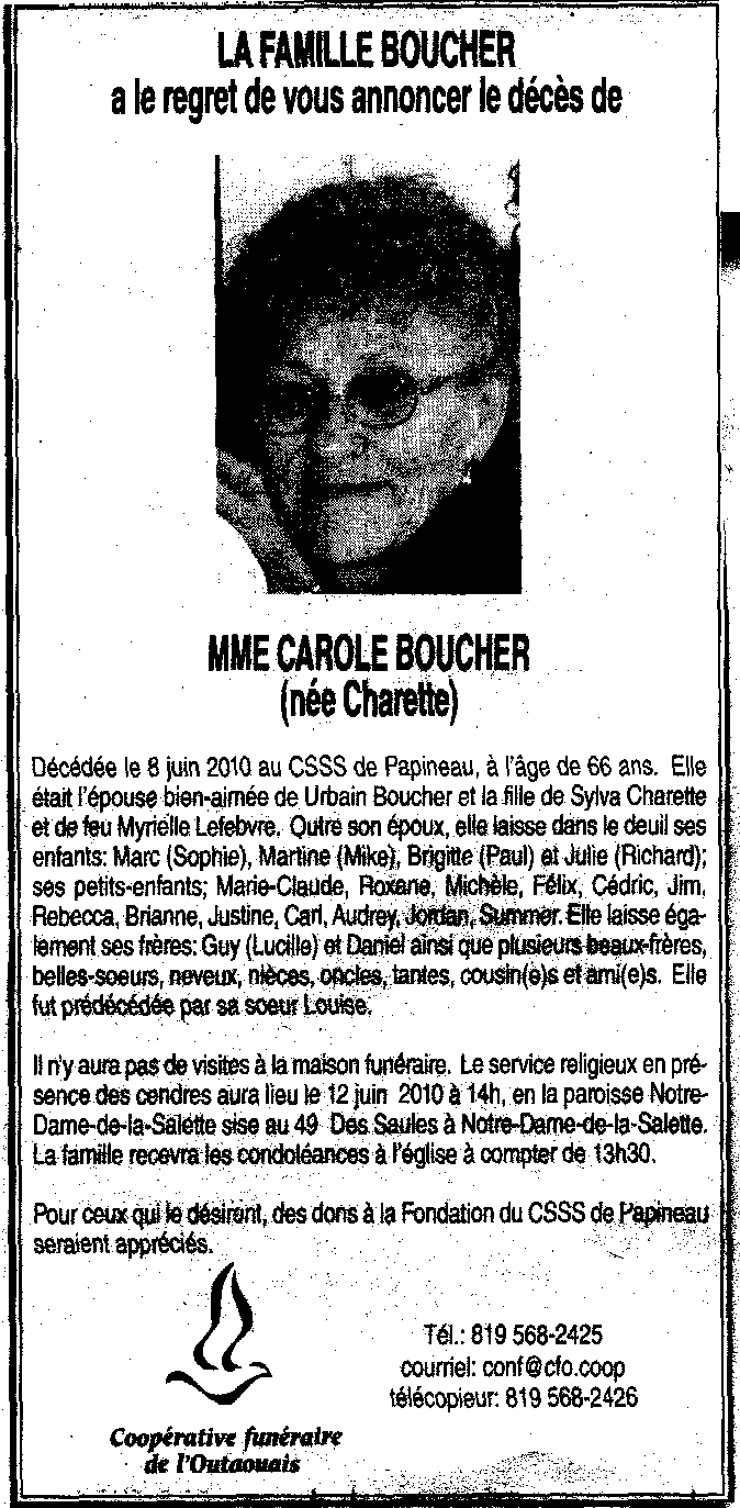 Obituary: Carole Charette