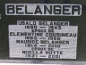 Headstone for Ubald Bélanger and family
